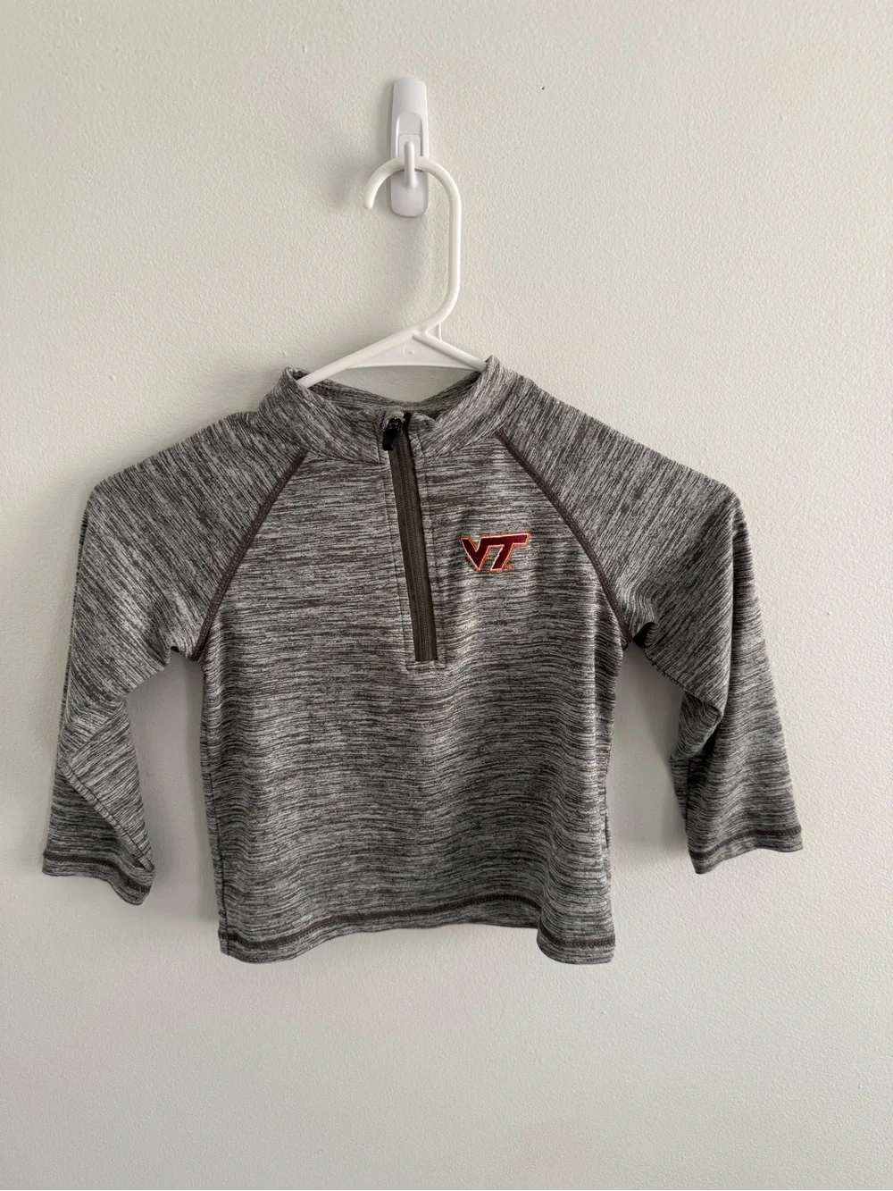 Kids Grey Quarter-Zip Pullover with VT Logo